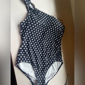 Michael Kors Polka Dot One-Shoulder Swimsuit Size Large